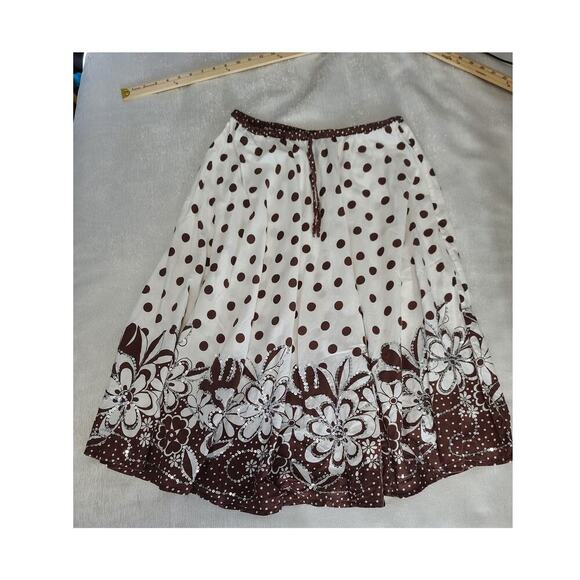 Indian Tropical women's polka dot midi Skirt Prairie 100% cotton Sequins Career - Picture 4 of 8